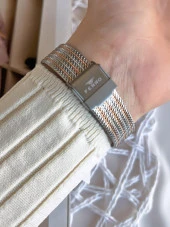 Ferro Hasır Kordonlu Gümüş/Rose Kararmaz Renk Atmaz 3 Atm  Özel Tasarım Kadın Kol Saati BFL21318CWT-E thumbnail 4