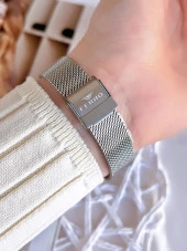 Ferro Hasır Kordonlu Gümüş/Rose Kararmaz Renk Atmaz 3 Atm  Özel Tasarım Kadın Kol Saati BF21073CWT-E thumbnail 4