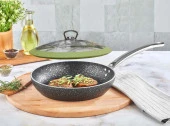 Granit Tava 26 CM Yeşil Silikon Kapaklı - 1