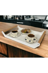 AHŞAP SAPLI 40X25 DEKORATİF METAL TEPSİ BEYAZ, SUNUM, DEKORATİF TEPSİ - 3