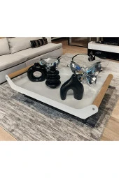 AHŞAP SAPLI 40X25 DEKORATİF METAL TEPSİ BEYAZ, SUNUM, DEKORATİF TEPSİ - 10