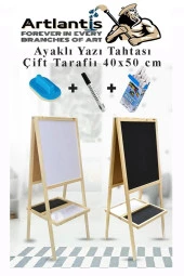 Ayaklı Yazı Tahtası Çift Taraflı 40x50cm 1 Adet Çocuk Yazı Tahtası Alıştırma Tahtası - 1