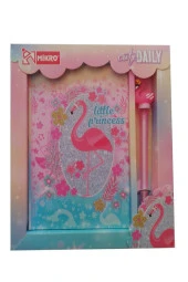 Hatıra Defteri Kilitli Kız Modeli Günlük Defteri Flamingo Hediye Kutulu 80 Yaprak Çizgili 1 Adet - 3