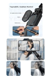 Fuchsia  SF14 360 Derece Bluetooth 5.0 Kontrollü 75cm Selfie Çubuğu thumbnail 6