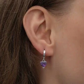 Himarry Gümüş Mor Taşlı Kalpli Kadın Küpe thumbnail 5