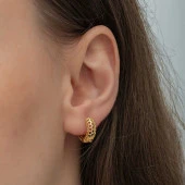 Himarry Gümüş Gold Petek Desenli Halka Kadın Küpe thumbnail 5