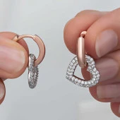 Himarry ​Gümüş Rose Sallantılı Kalp Kadın Küpe thumbnail 1