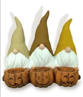 Dekoratif Üçlü Gnome Cüce Mumluk Biblo - 2