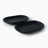 Keramika Mat Siyah Badem Kayık Tabak 22 Cm 2 Adet 956 - 3