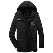 Pasifix Erkek Kışlık Uzun Tarz Pamuklu Kapüşonlu Mont 001 - 1