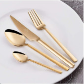 Jumbo 1800 24 Parça 6 Kişilik Titanyum Gold Tatlı Çatal, Kaşık, Bıçak Takımı - 1