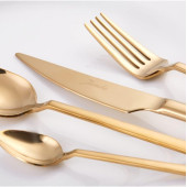Jumbo 1800 24 Parça 6 Kişilik Titanyum Gold Tatlı Çatal, Kaşık, Bıçak Takımı - 2