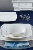 Caroline Platin 30 Parça 6 Kişilik Bone Porselen Yemek Takımı - 1