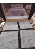 Luxe Çift Kişilik Yatak Örtüsü Seti - Gri Çizgi Model - 2