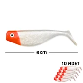 Silikon Sahte Balık Yem - DFT - 6cm - Kırmızı/Beyaz (141-3017) - 10'lu Paket thumbnail 1