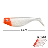 Silikon Sahte Balık Yem - DFT - 6cm - Kırmızı/Beyaz (141-3017) - 5'li Paket thumbnail 1