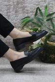 Fort 034-228 Siyah Cilt Toka Detaylı Rahat Loafer Kadın Ayakkabı - 5