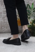 Fort 034-228 Siyah Cilt Toka Detaylı Rahat Loafer Kadın Ayakkabı - 4