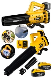 Lieber German YLW Devir Ayarlı BL Motor 21V 3.0Ah 2x Akülü Toz Talaş Ot Çalı Yaprak Üfleme Süpürme Makinesi - 2