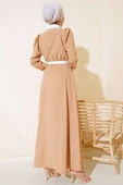 Gömlek Yakalı Elbise Latte thumbnail 3