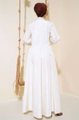 Tafta Gül Aksesuarlı Elbise Ekru thumbnail 3