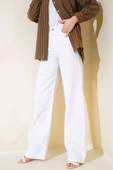 Yüksel Bel Palazzo Pantolon Beyaz thumbnail 1