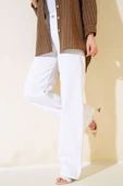 Yüksel Bel Palazzo Pantolon Beyaz thumbnail 2