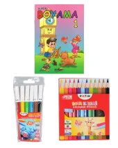 Pinokyo Yayınları Boyama Kitabı ve Fatih Boya Kalemleri Set - 1