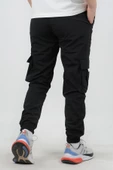 Erkek Slim Fit Cepli Beli ve Paçası Lastikli İnce Spor Pantolon Siyah Edw071 - 3