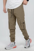 Erkek Slim Fit Cepli Beli ve Paçası Lastikli İnce Spor Pantolon Yeşil Edw071 - 1