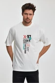 Erkek Oversize %100 Pamuk x97 Baskılı T-shirt Ekru Edw050 thumbnail 1