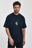 Erkek Oversize %100 Pamuk Symphony Baskılı T-shirt Lacivert Edw044 thumbnail 1