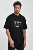 Erkek Oversize %100 Pamuk Black Baskılı T-shirt Siyah Edw047 thumbnail 1