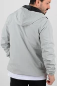 Erkek Slim Fit Krinkıl Kumaş Kanguru Cepli Yarım Fermuarlı Yağmurluk Mont Gri Edw077 - 4