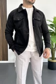 Erkek Slim Fit Cepli Nubuk Ceket Siyah Edw081 - 1