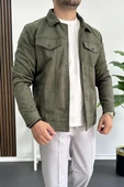 Erkek Slim Fit Cepli Nubuk Ceket Yeşil Edw081 - 1