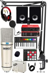 Midex Referans Paket-6 Maxword Monitör Ses Kartı CX1 Mikrofon Pad Controller Midi Klavye - 1