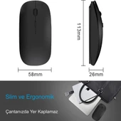 HyMark Sessiz Tıklama Şarjlı Çift Modlu Bluetooth Kablosuz 2.4Ghz Siyah Mouse - 5
