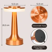 HyMark Retro Şarjlı Dekoratif Dokunmatik Metal Masa Lambası 3 Renk Mod Dim Edilebilir - 5