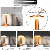 HyMark Retro Şarjlı Dekoratif Dokunmatik Metal Masa Lambası 3 Renk Mod Dim Edilebilir - 3