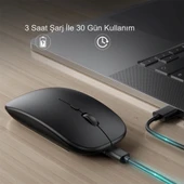 HyMark Sessiz Tıklama Şarjlı Çift Modlu Bluetooth Kablosuz 2.4Ghz Siyah Mouse - 2