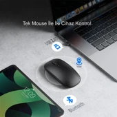 HyMark Sessiz Tıklama Şarjlı Çift Modlu Bluetooth Kablosuz 2.4Ghz Siyah Mouse - 3