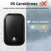 HyMark Kablosuz Led Kapı Zili 1 Buton 1 Zil 1 Koruyucu Kapak Pil Gerektirmeyen 150 Metre Çekim 60 Zil Tonu thumbnail 2
