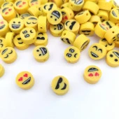 30 Adet 10 mm Polimer Kil Fimo Emoji Figürü Fimo Boncuk Karışık Renkli - 3