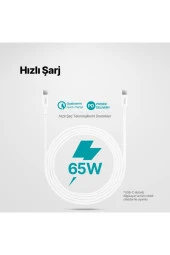 Usb-c- Usb-c 65w Pd/qc Hızlı Şarj/data Kablosu Beyaz - 2