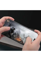 Iphone 15 Pro Max Uyumlu Tam Kaplayan HD Anti-static Darbe Emici Temperli Cam Ekran Koruyucu - 4