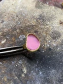 Güneş Taşı Serisi Fasülye Kesim Kedi Gözü Taşlı El İşi Kadın Altın Kaplama Yüzük Ayarlanabilir Ölçü - 3