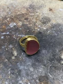 Güneş Taşı Serisi Fasülye Kesim Kedi Gözü Taşlı El İşi Kadın Altın Kaplama Yüzük Ayarlanabilir Ölçü - 6