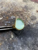 Güneş Taşı Serisi Fasülye Kesim Kedi Gözü Taşlı El İşi Kadın Altın Kaplama Yüzük Ayarlanabilir Ölçü - 2