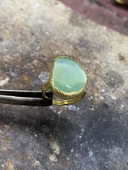 Güneş Taşı Serisi Fasülye Kesim Kedi Gözü Taşlı El İşi Kadın Altın Kaplama Yüzük Ayarlanabilir Ölçü - 8